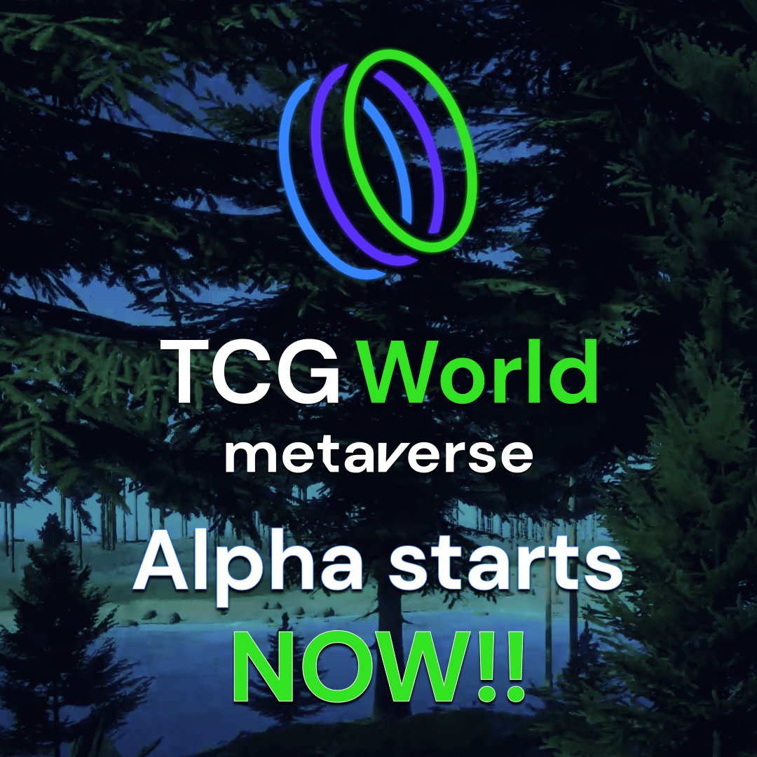 #TCGWorld Alpha is here...🌍

Today we reached a huge milestone in our roadmap - ALPHA! Our management team will begin testing to prepare for Diamond Plot holder access 🥳

Are you ready to enter the #metaverse?