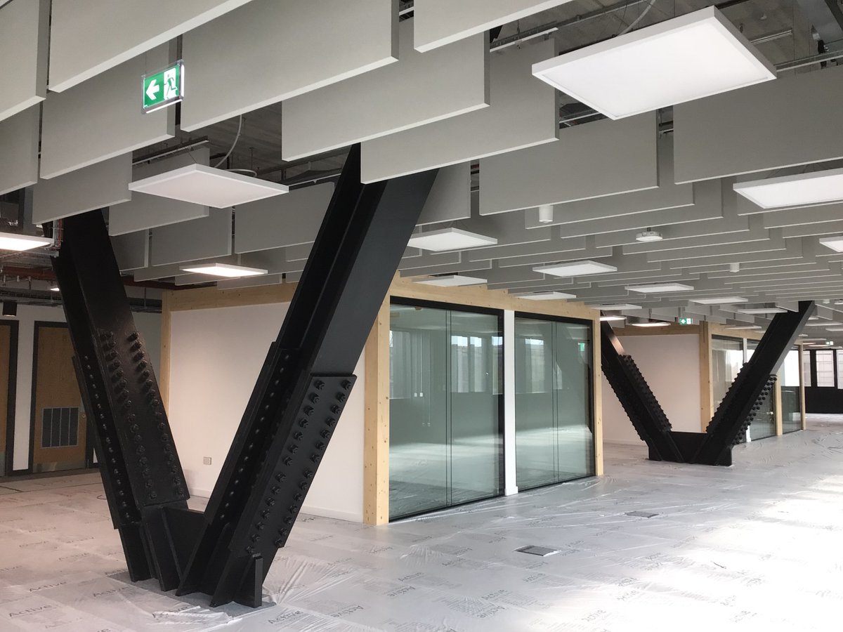 MECD Facility at The University of Manchester, we are approaching completion of in excess of 8000 number Ecophon Solo Baffles using Ecophon grid, clips &amp; Gripple hangers.  Also installed are 600m² of the recently launched Ecophon Focus Levels, a direct fix product. #ecophon