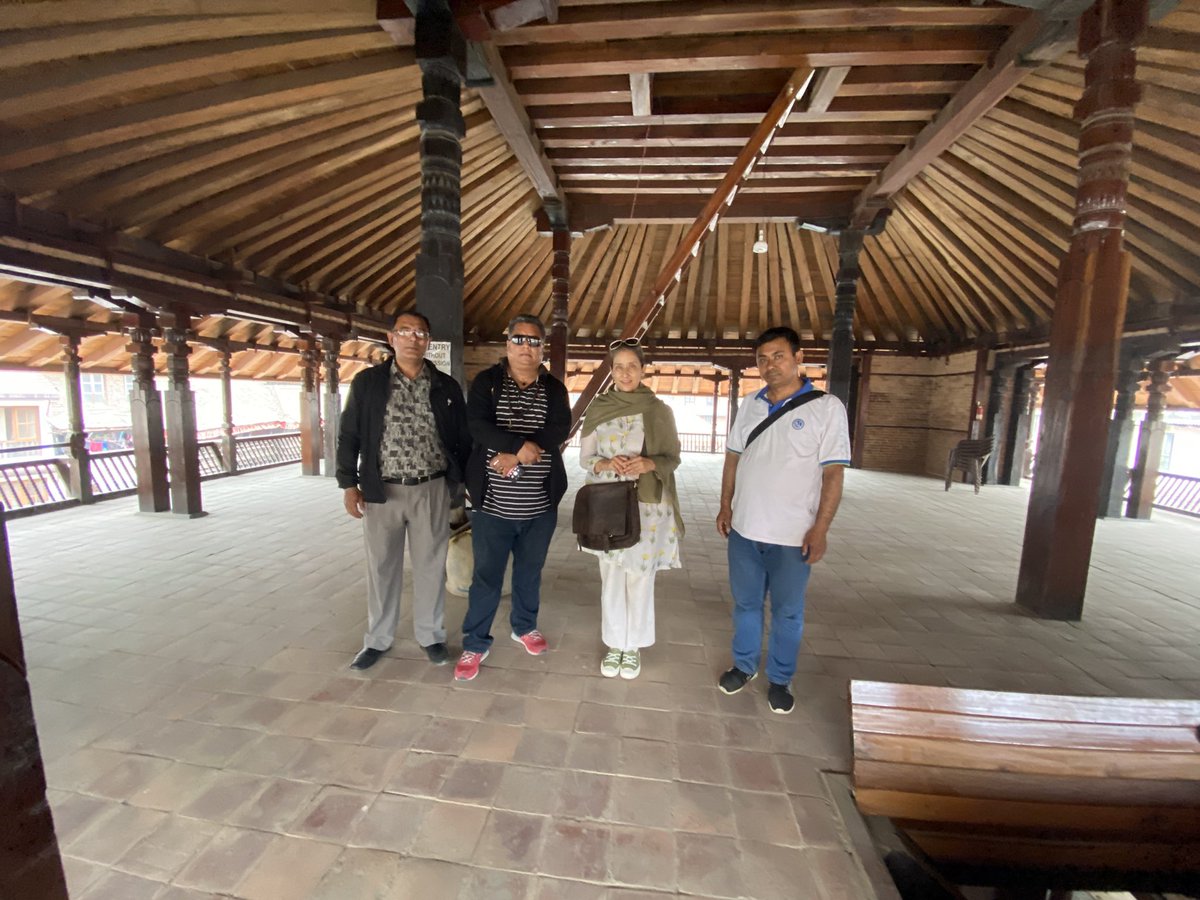 mkoirala's tweet photo. Honoured to be meeting individuals who are contributing silently in our society. With @khemlakai in his #gatecollege and @Rashmey1 #drpia of @cancercarenepal and @hanumandhokagov officials learning about restoration of heritage buildings https://t.co/u1wdQ3gKkm