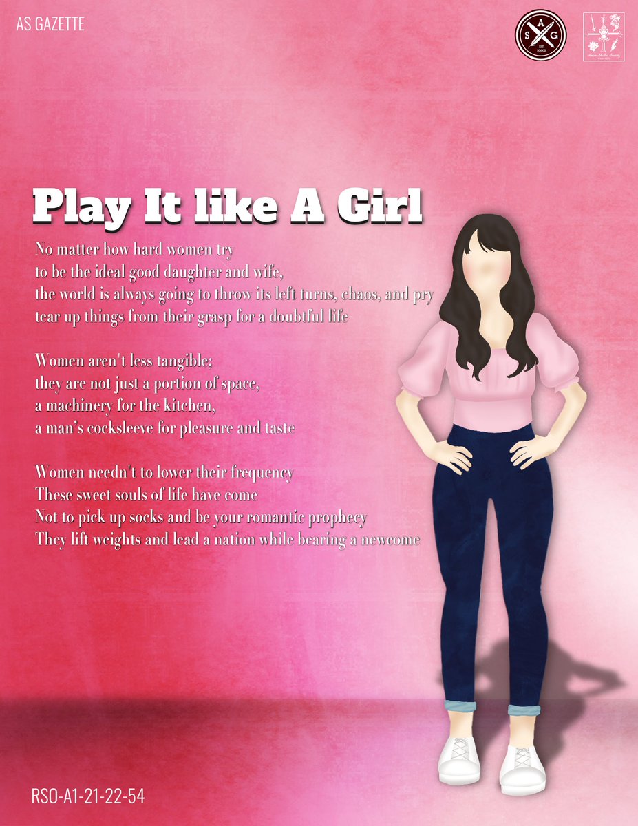 UST_ASGazette's tweet photo. Play It Like a Girl
#ASGazette
#ASGLiterary
Layout by Sabina De Veyra https://t.co/bpKQobH0g2