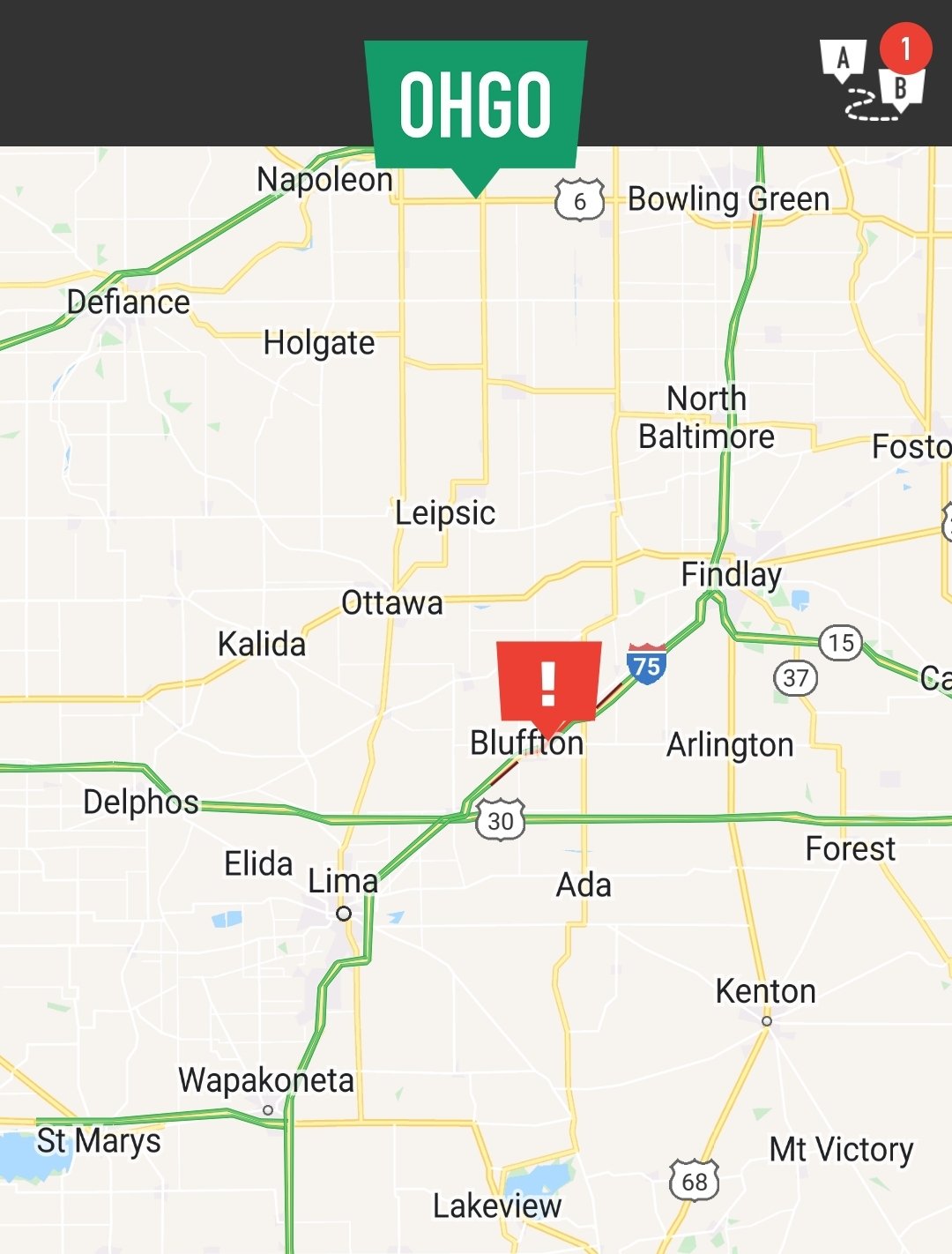 Ohio Dept of Transportation on Twitter "HANCOCK CO I75 North CLOSED