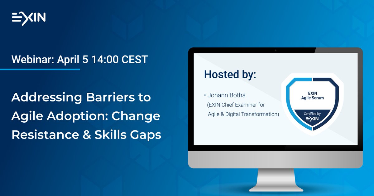 📢 This coming Tuesday we will be addressing more barriers to Agile adoption!

Join <a href="/JHBotha_getIT/">Johann Botha</a>, who will be focusing on organizational resistance to change, and how you can bridge skills gaps to enable your team to be fully agile.

Register now: bit.ly/3D5xFAu