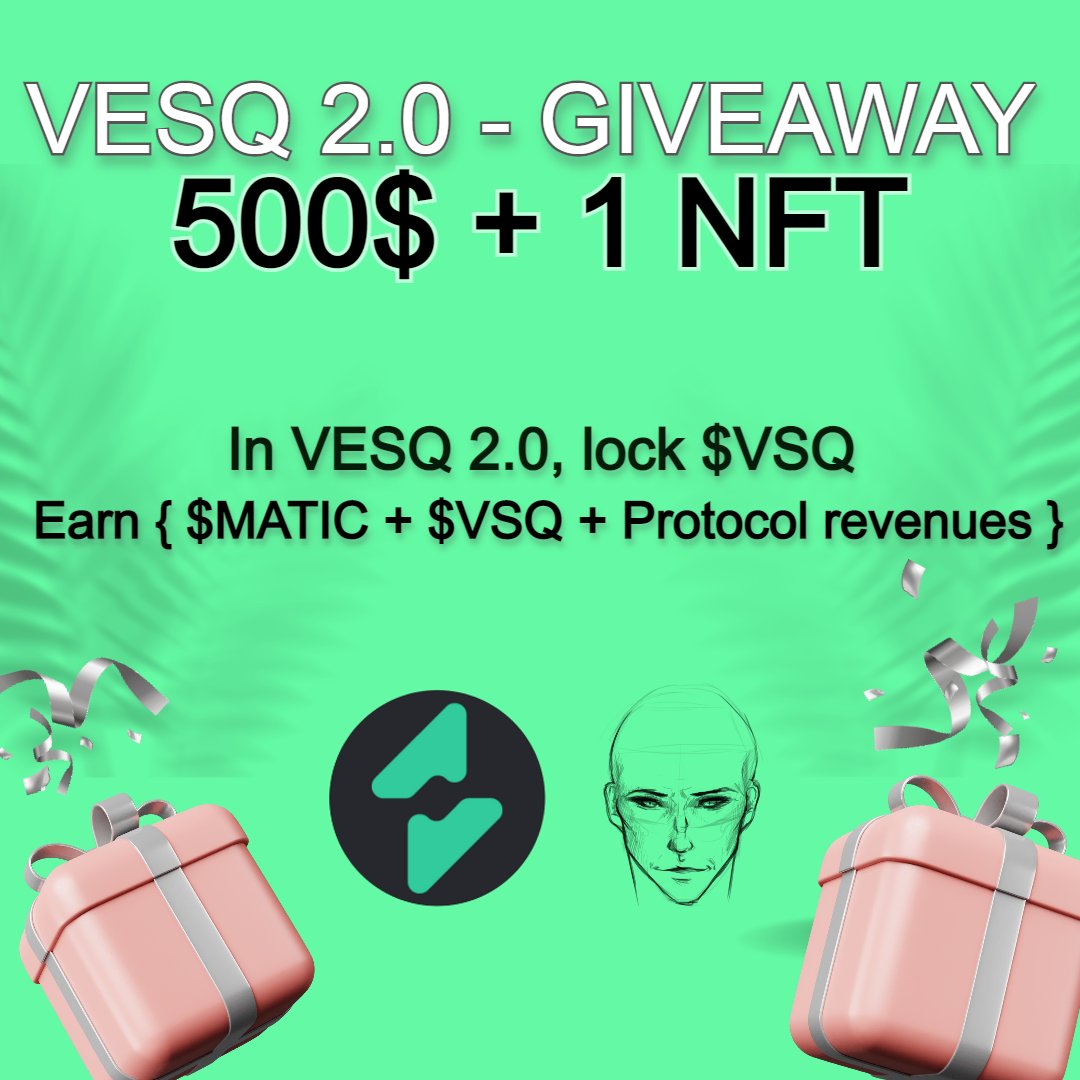 AtlasIsMe's tweet photo. 🎁 #Giveaway of 500$ + 1 NFT !
VESQ's been hard building last months & is going to release their v2.0 in April !
6 winners!
1⃣ Follow @VESQHQ and @AtlasIsMe
2⃣ Join their discord : https://t.co/yjm3IpWAQn
3⃣ Like, RT & tag 3 friends
4⃣ Comment: "#VESQ loves #Polygon"
⏳3D https://t.co/EQcpUauU0D
