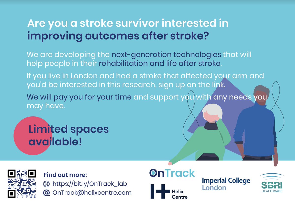 📣 Research opportunity! Are you a stroke survivor in London interested in testing out <a href="/Imperial_IGHI/">Institute of Global Health Innovation</a> <a href="/OnTrackRehab/">OnTrack Rehab</a> technology at Imperial College London's White City <a href="/MSkLab1/">MSk Lab</a> campus? 📊 (Paid opportunity) More info &amp; to express interest: bit.ly/OnTrack_lab #lifeafterstroke