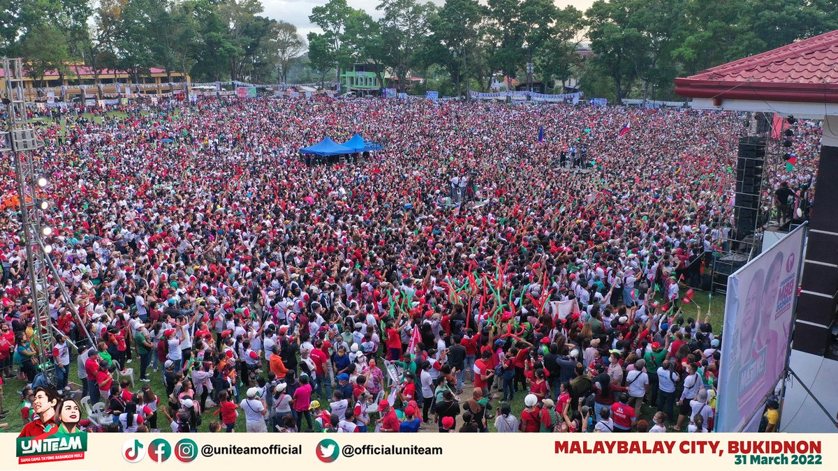 #UniTeam Rally drone shots kaninang hapon. 
Malaybalay, March 31, 2022
#BBMSARA2022 #LanaoForBBMSARA
Ctto

PULA ANG BUKIDNON
#BukidnonForBBMSARA