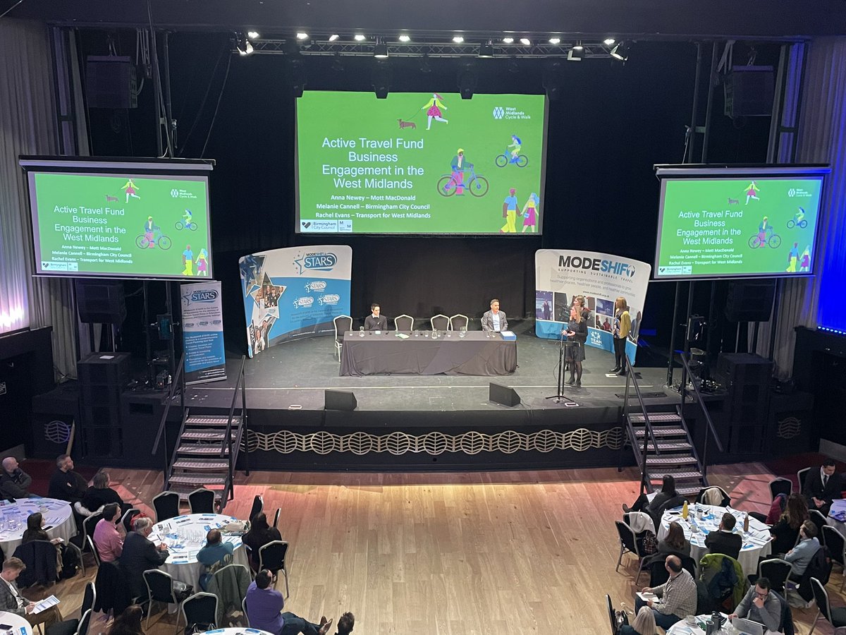 TeamModeshift's tweet photo. Straight into session 3, with a talk on the Active Travel Fund business engagement in the West Midlands by Rachel Evans of @TransportForWM, Anna Newey of @MottMacDonald and Melanie Cannell of Birmingham City Council…

#TeamModeshift #ModeshiftConference https://t.co/XQgtVIFvZP