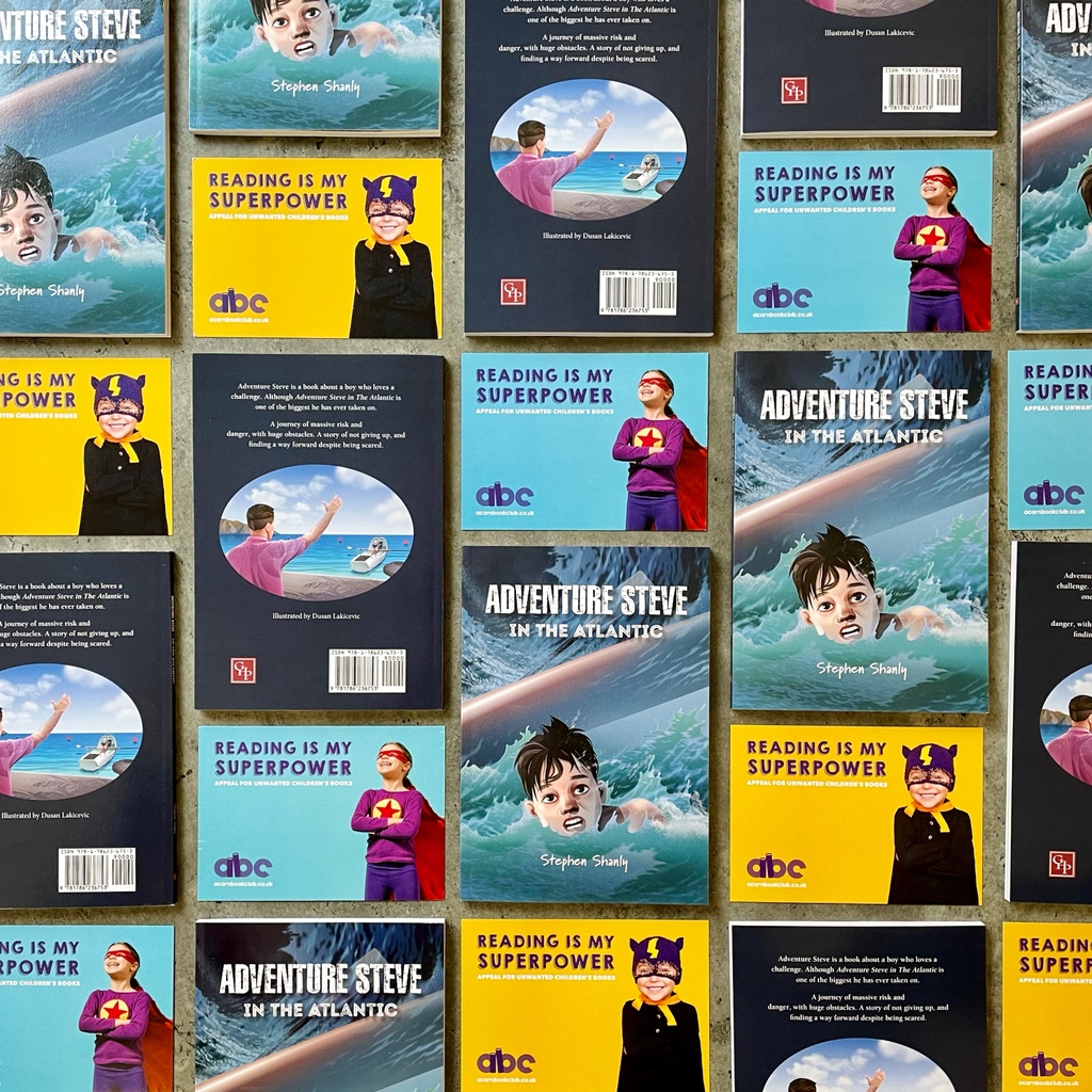 A massive thank you to <a href="/StephenShanly/">Stephen Shanly</a> for the donations of Adventure Steve in the Atlantic! What a fantastic children’s book about a boy who loves a challenge…

Have you got any pre-loved books suitable for 3-11 year olds lying around at home? Why not donate them to ABC?!

#abc