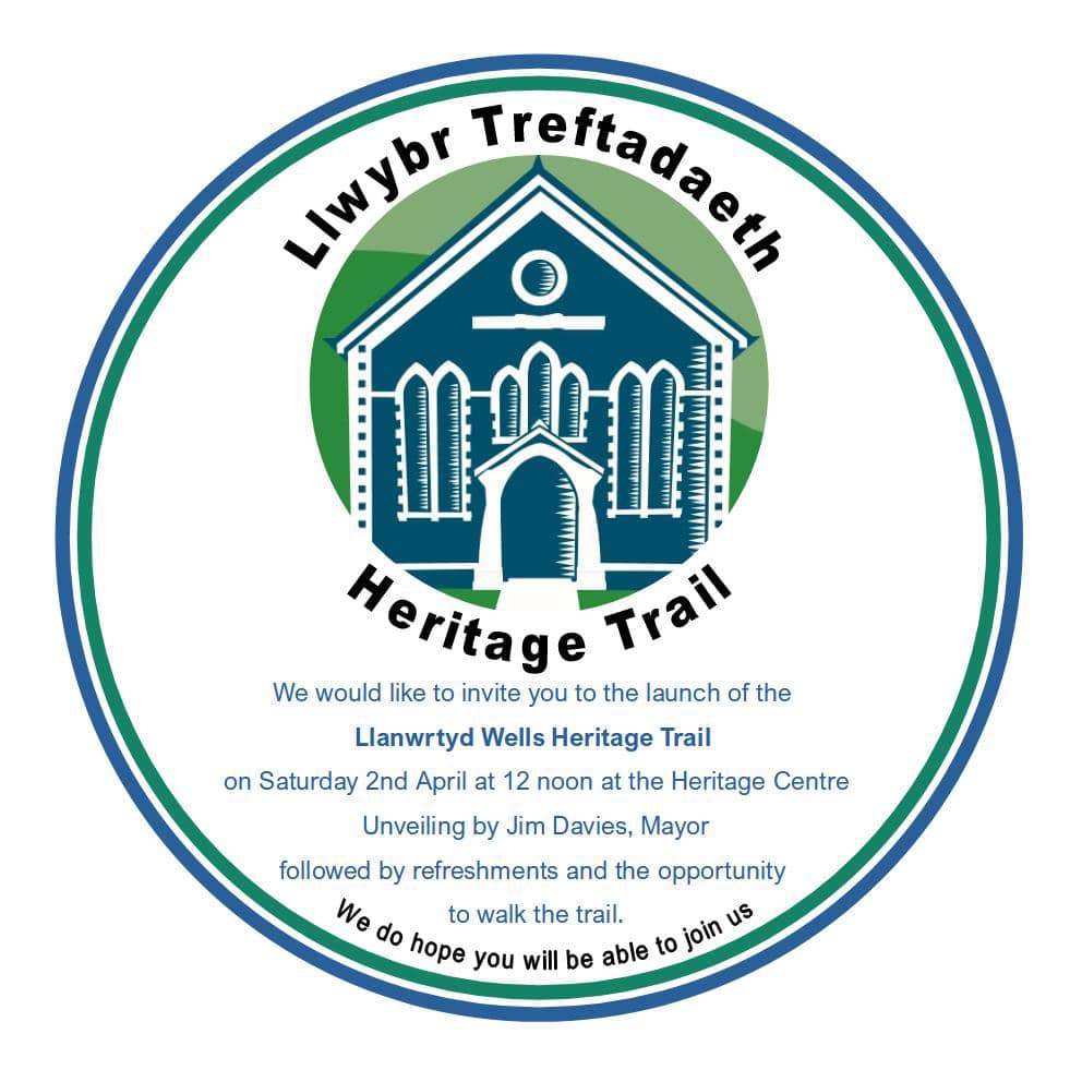 📢 Llwybr Treftadaeth Llanwrtyd Heritage Trail 📢

Join us on Saturday 2 April at 12pm to launch the local Heritage Trail.

Town Mayor, Cllr Jim Davies, will officially open the trail &amp; there'll be a chance for guests to follow the trail which takes you on a local historical walk