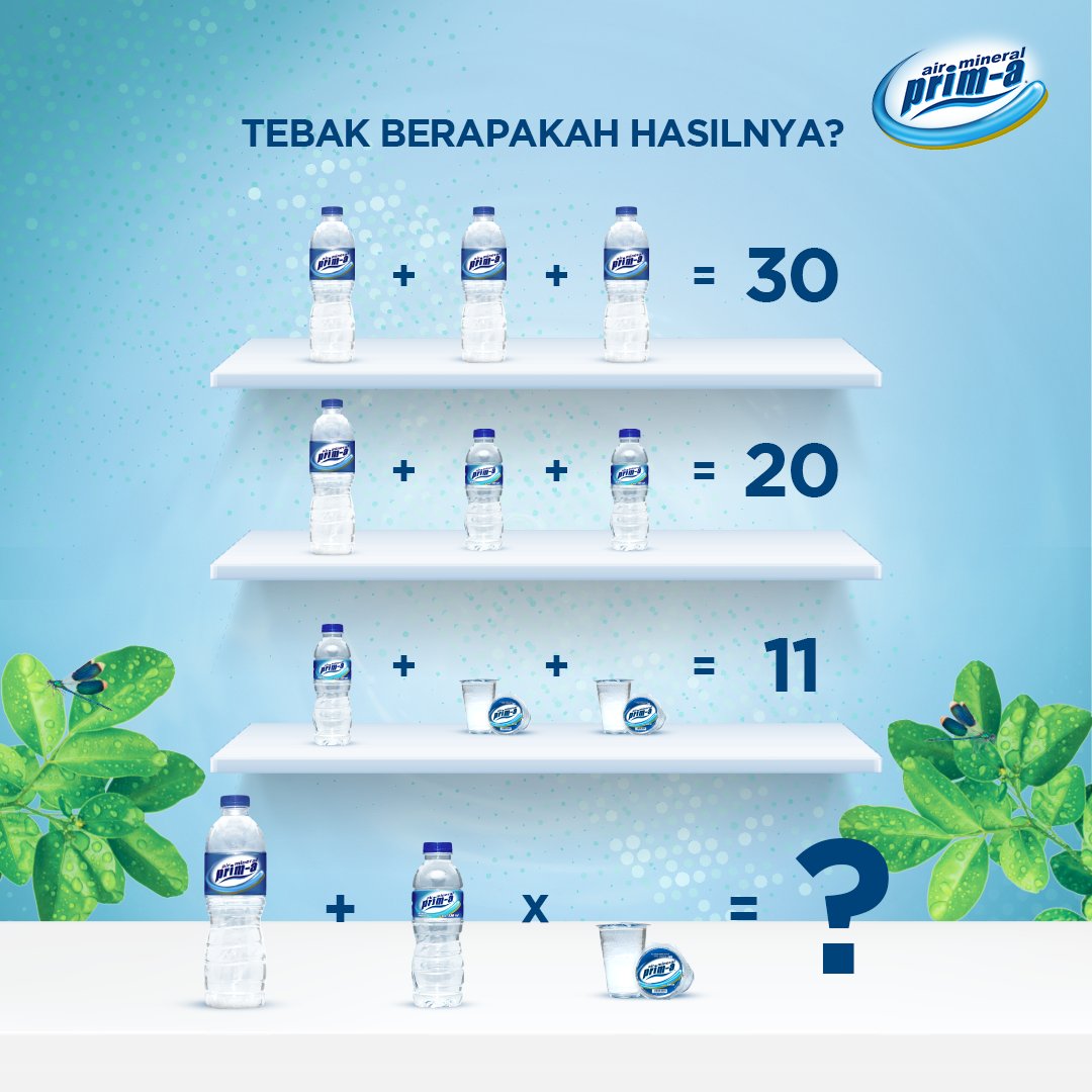 Yang belum ngantuk, coba tes kejelian kamu dalam menghitung, yuk. Tebak berapa angka yang tepat untuk gambar di atas?

#AirMineralPrimA #SemangatPrimA