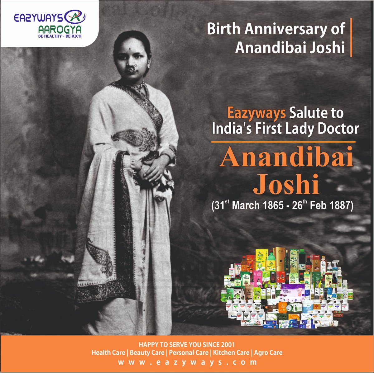 Eazyways3's tweet photo. #AnandiGopalJoshi is the first Indian woman to graduate with a degree in medicine in the US. She became an inspiration to generations of women to pursue their further education. #Eazyways celebrate the 158th birth anniversary of Dr. Anandi Gopal Josh. https://t.co/GGnWdx4Bpc