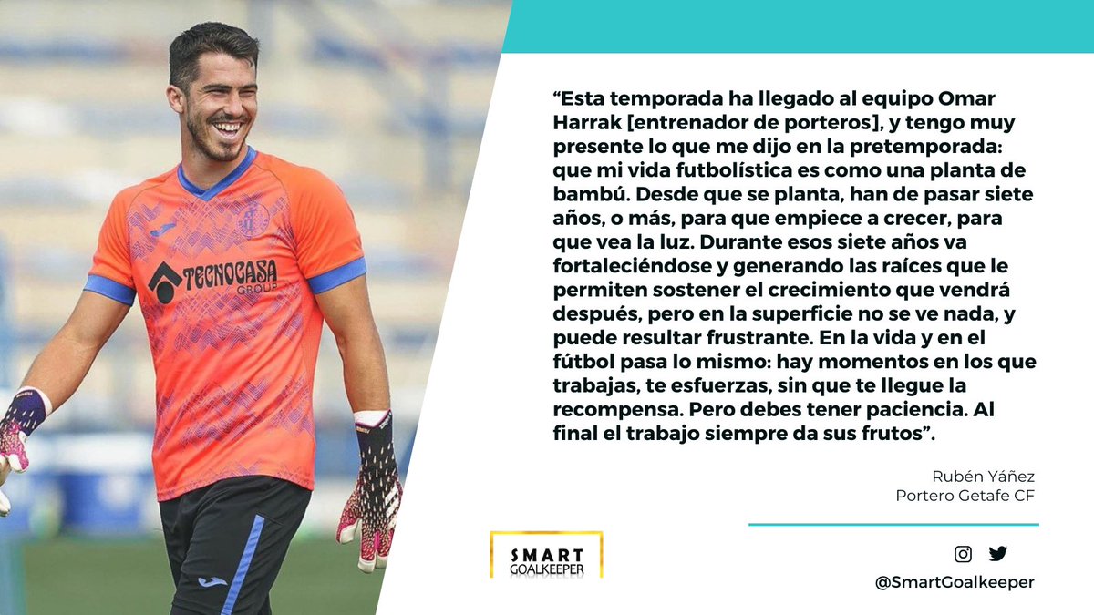 💭 Esta es la esencia de un EdP, inspirar a sus porter@s a superarse, sacar la mejor versión de cada un@, ayudarl@s para que cuando les llegue su oportunidad estén preparad@s.
🧤 Rubén Yáñez (Getafe CF🇪🇸) hablando de su experiencia, la temporada pasada, con su entrenador.