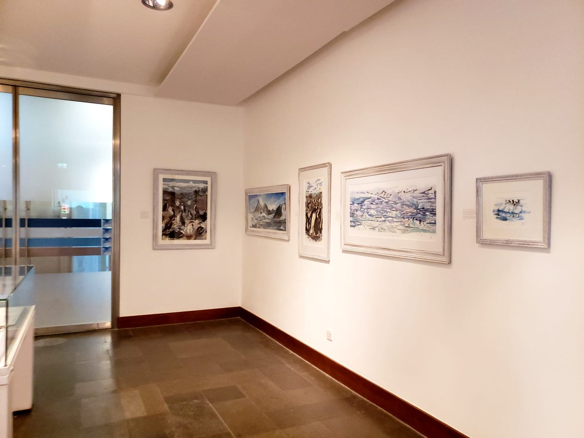 scottpolar's tweet photo. We're putting the finishing touches on our new exhibition. Antarctica: A Creative Journey features work by Shelly Perkins (@ILLUSTRATIONSP). Shelly was the @FoSPRI Antarctic Artist in Residence on board @hmsprotector in 2017, and her beautiful work features an array of wildlife. https://t.co/jj95a4J4eC