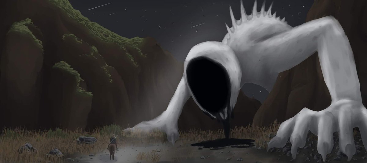 Chapono_'s tweet photo. Encounter

Ça n'aura pas été simple d'obtenir le rendu souhaité, mais après des jours d'acharnement je pense être plutôt proche.
Still training. 

#drawing #dessin #digitalart #art #artwork #fantasy #monster #giant #scary #fight #darkfantasy #demon #darksouls #eldenring #berserk https://t.co/bwlGjT46vD
