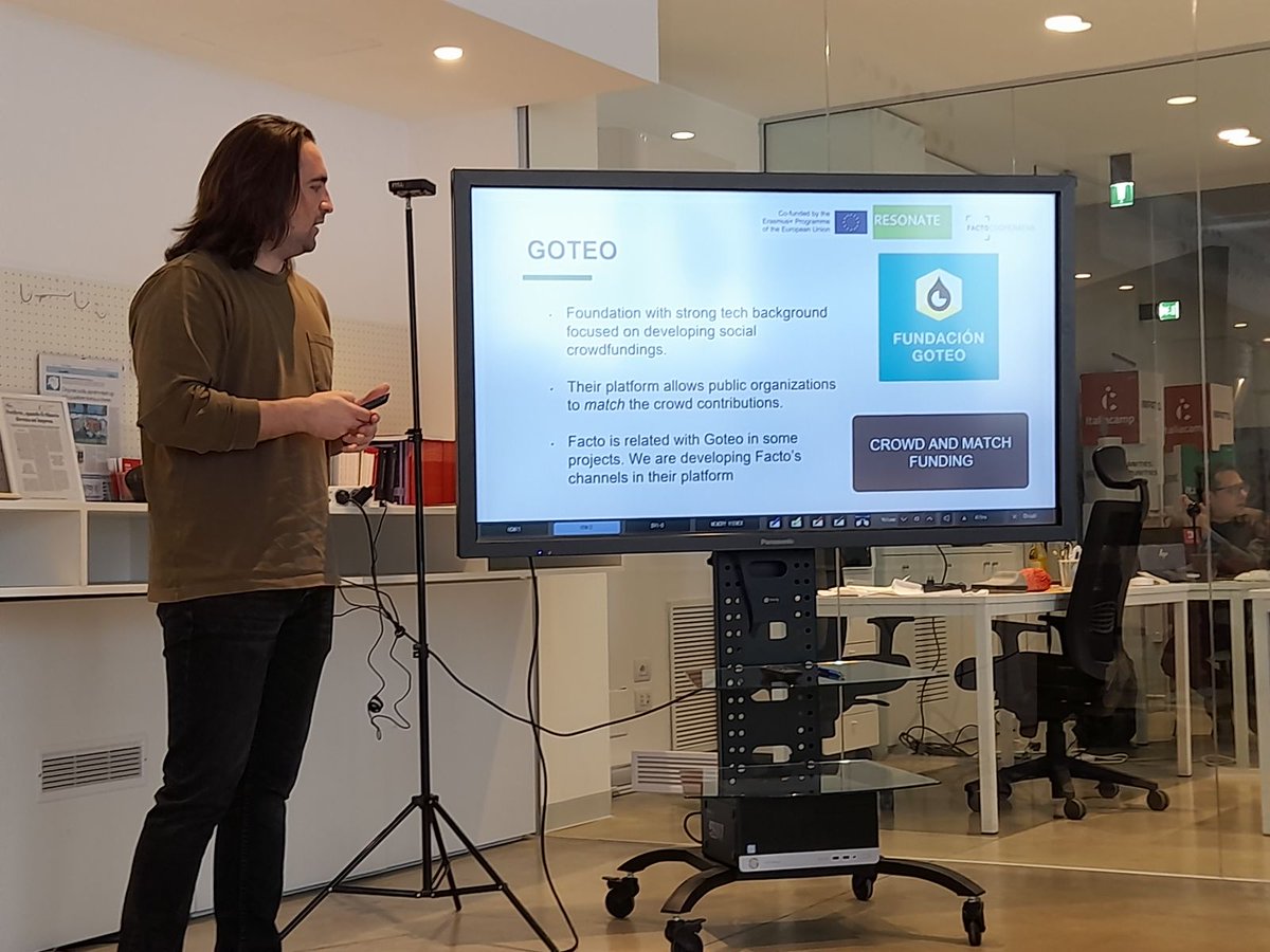 FactoCoop's tweet photo. Ahir va ser un altre dia de compartir, aprendre i debatre amb les nostres companyes del #RESONATE, @FondazBrodolini i Social Business Hub Styria.
El tema principal va ser quines eines i quins indicadors d'impacte social podem utilitzar a l'hora de valorar l'èxit d'un projecte 📊 https://t.co/NphckFaBKF