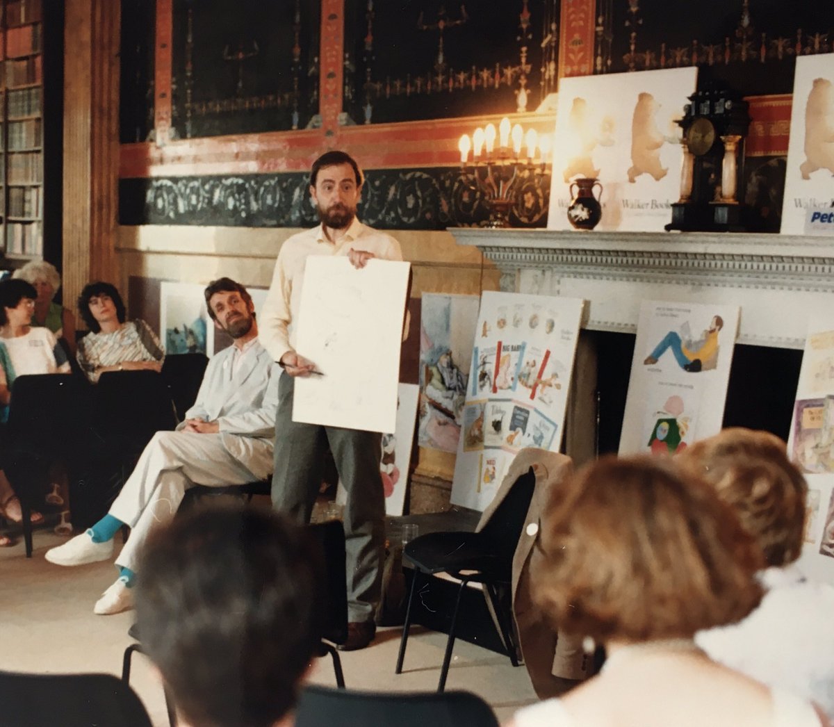 mooseandmouse's tweet photo. Random snaps from a day out with @WalkerBooksUK many years ago. #ChrisRiddell #PatrickBenson #JosephWright #AlanDurant #AllanAhlberg #ColinWest Sadly Joe no longer with us. He illustrated #Whatamess by #FrankMuir amongst many others. https://t.co/yLmo9ctUtL