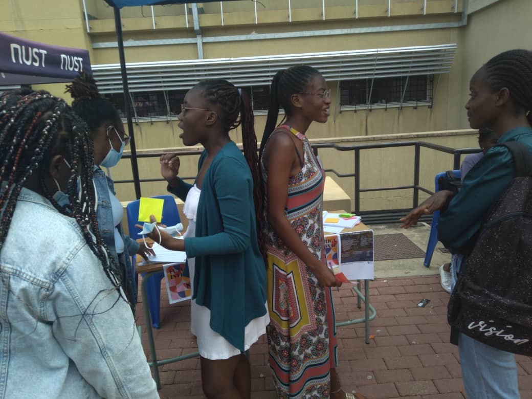 futureafricanam's tweet photo. The Future Africa International Namibia Namibia University of Science &amp; Technology (NUST) Society yesterday participated in the NUST Society Fair Day. Well done to the young leaders that participated in this program.
#buildingtheNamibiaNamibiawants #TheAfricaWeWant #Agenda2063 https://t.co/4810KS3dhc
