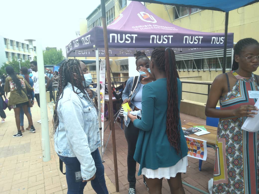 futureafricanam's tweet photo. The Future Africa International Namibia Namibia University of Science &amp; Technology (NUST) Society yesterday participated in the NUST Society Fair Day. Well done to the young leaders that participated in this program.
#buildingtheNamibiaNamibiawants #TheAfricaWeWant #Agenda2063 https://t.co/4810KS3dhc