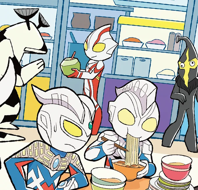 2点目はシンガポールのホーカーセンターで仲良くお食事しているイメージ。登場させるキャラのラインナップにジードさんとペガは入っていなかったのですが、スペースが少し空いたのでダメもとでねじ込みました。それと何気にゼットさんの備考欄にコミカル枠と書かれていたのを見逃しませんでしたよ✨2/2 