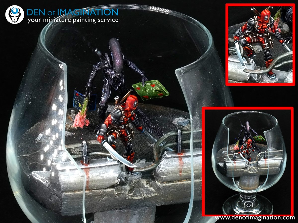 doiStudio's tweet photo. "Hot blind date" Individual Project by Bartek #miniatures #tabletopgaming #deadpool #miniaturepainting #Diorama #Modelling #alien #modelmaker #plasticmodel #scalemodeling #scalemodelsworld #marvel #makediorama #miniatureartist #miniatures #miniaturescale #marvelminiatures https://t.co/VEbAm22DuS