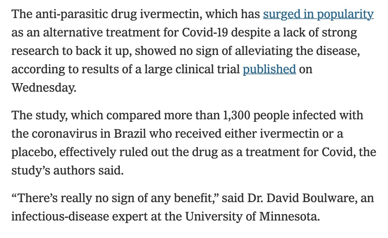 The Recount on Twitter "So Ivermectin does not reduce risk of COVID