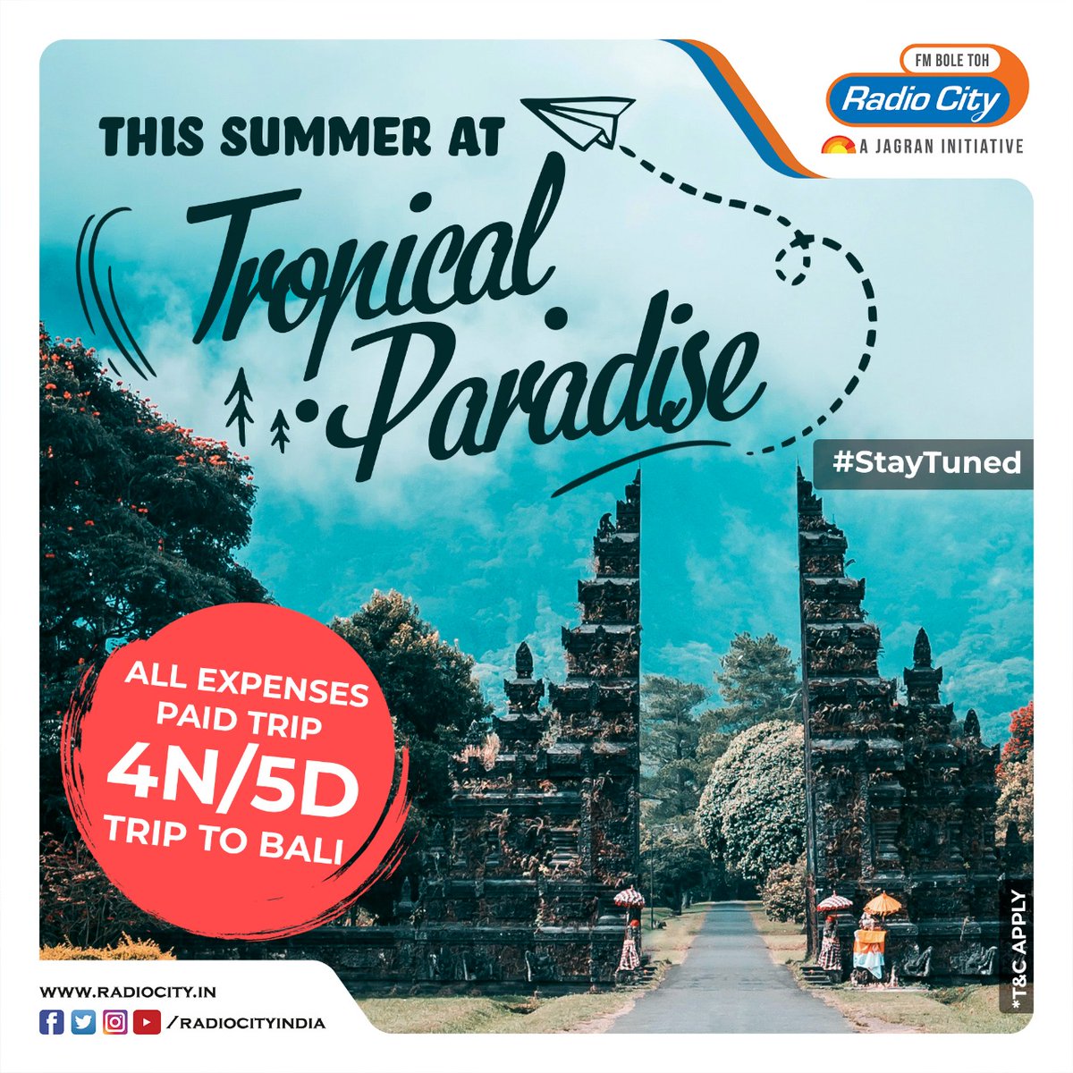 radiocityindia's tweet photo. Radio City Brings you a big surprise!
Soak in the summer at this Tropical Paradise.

#StayTuned for more details coming out tomorrow !
.
.
.
.
#Bali #Surprise #SummerSeason #TriptoBali #ComingSoon #TropicalParadise #RadioCity https://t.co/ephsfK16Ph