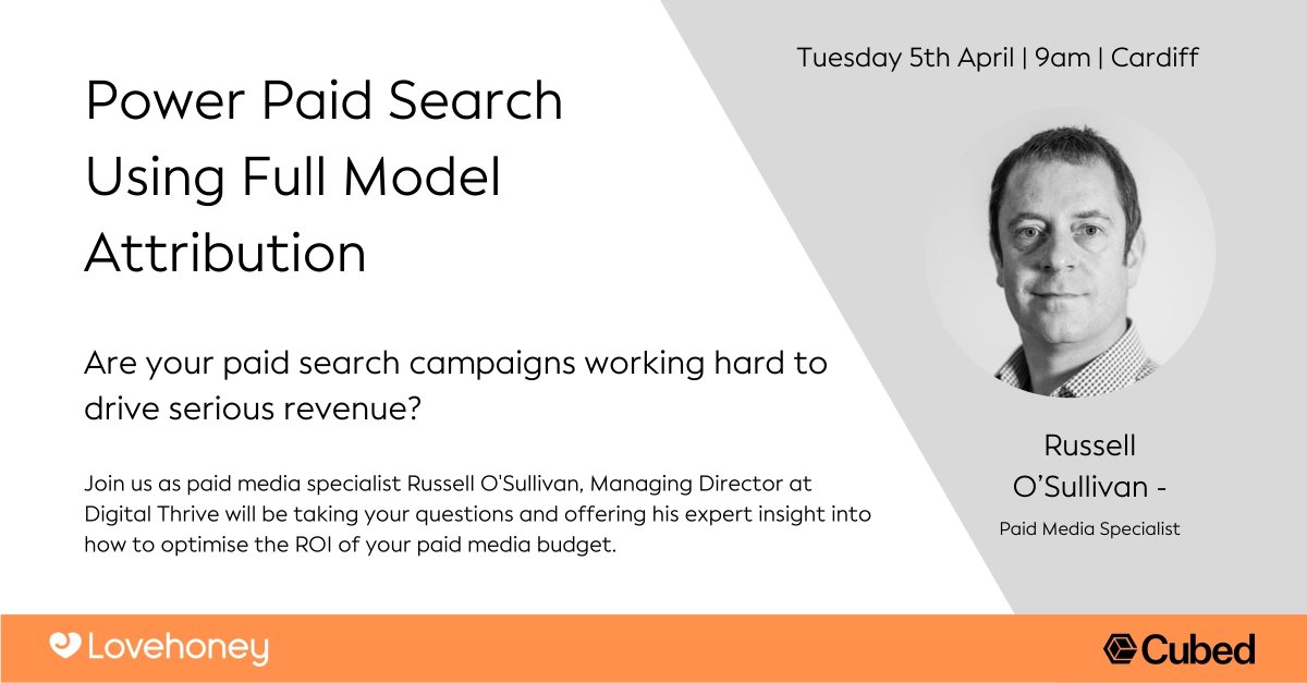Cubed - Next-gen MTA driving marketing ROI (@withcubed) on Twitter photo April 5th, we're back to hosting events at Capital Tower where we'll be joined by guest speaker Russell O'Sullivan who will be taking your questions.
Head over to our event page or reach out to andrew.skinner@cubed.email. bit.ly/3MzxeTn #Attribution #MarketingROI #PPC April 5th, we're back to hosting events at Capital Tower where we'll be joined by guest speaker Russell O'Sullivan who will be taking your questions.
Head over to our event page or reach out to andrew.skinner@cubed.email. bit.ly/3MzxeTn #Attribution #MarketingROI #PPC