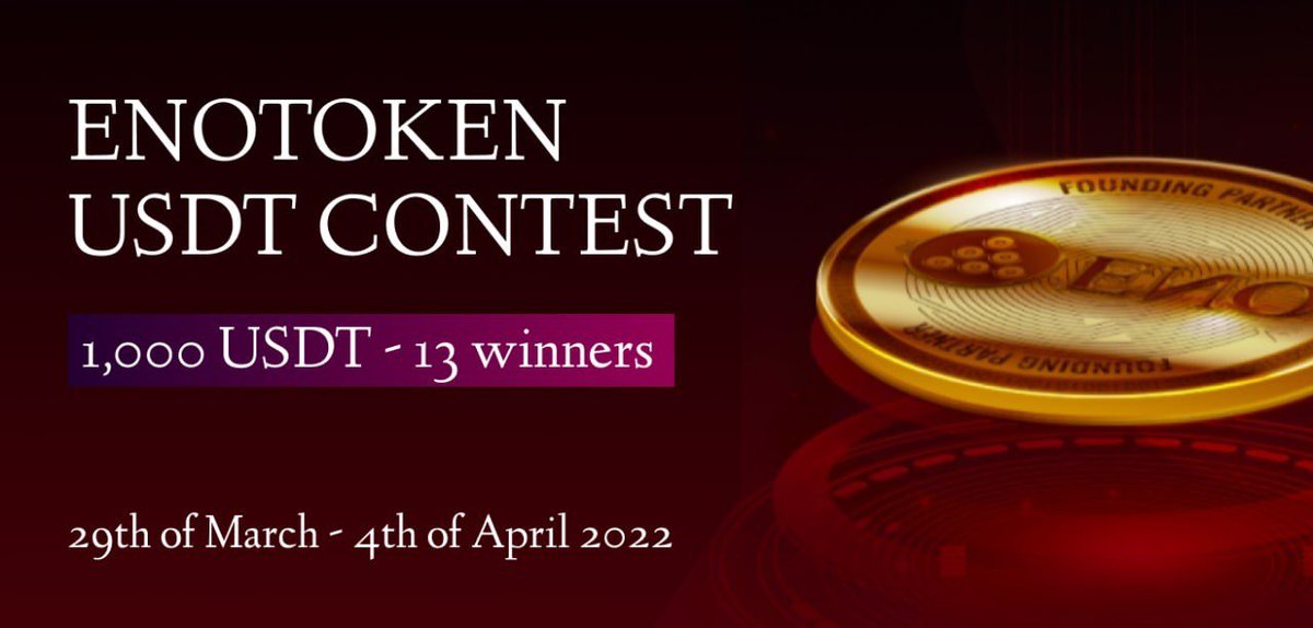 CryptoTownEU's tweet photo. 🚀 Airdrop: Enotoken
💰 Value: 1000 $USDT Prize Pool
📅 End Date: 4th April, 2022
🏦 Distribution Date: 14th April, 2022

Go to the Airdrop Page
https://t.co/2aRtZ3p2rg

#Airdrp #Airdrops #Crypto #Giveaway https://t.co/onjFlD1Dga