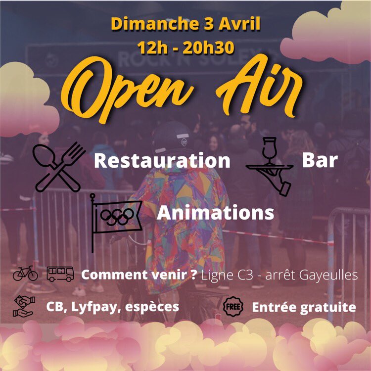 On se retrouve dimanche aux Gayeulles pour l’Open Air ! Au programme, restauration, bar, musique et animations 🎤 L’entrée est gratuite !