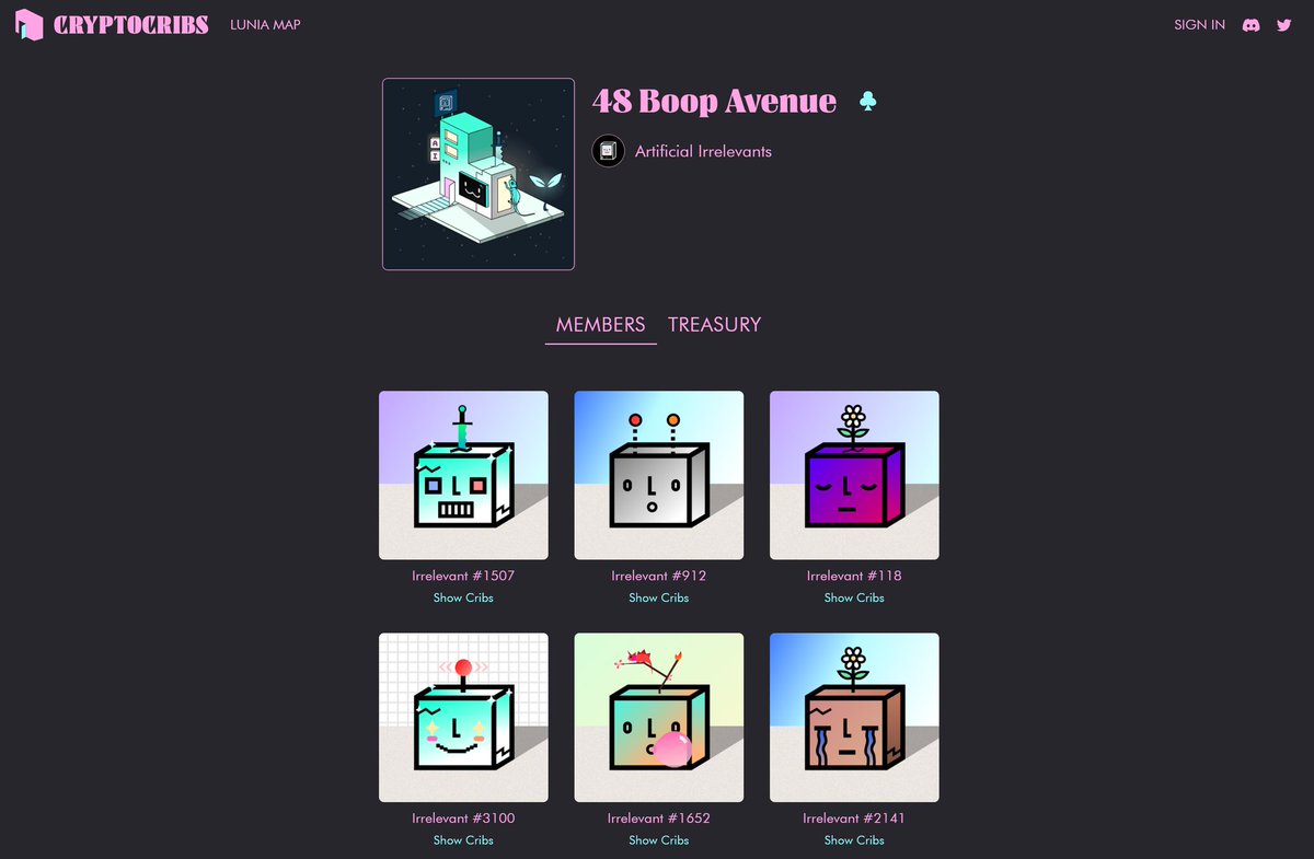 CryptoCribs (@cryptocribs_nft) on Twitter photo The Clubhouses we built for our collab partners <a href="/MonkeDAO/">MonkeDAO🍌</a> <a href="/peskypenguins/">Pesky Penguins</a> <a href="/SOLgods_/">The Block</a> <a href="/Irrelevants_NFT/">AI : Artificial Irrelevants</a> and competition winners <a href="/AngryBunnyClub/">Angry Bunny Club</a> are now officially live🔥🔥
Check them out here: cryptocribs.ai/map The Clubhouses we built for our collab partners <a href="/MonkeDAO/">MonkeDAO🍌</a> <a href="/peskypenguins/">Pesky Penguins</a> <a href="/SOLgods_/">The Block</a> <a href="/Irrelevants_NFT/">AI : Artificial Irrelevants</a> and competition winners <a href="/AngryBunnyClub/">Angry Bunny Club</a> are now officially live🔥🔥
Check them out here: cryptocribs.ai/map