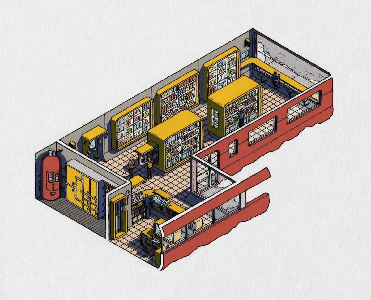 「Gas station of the not too distant futur」|Owen D. Pomeryのイラスト