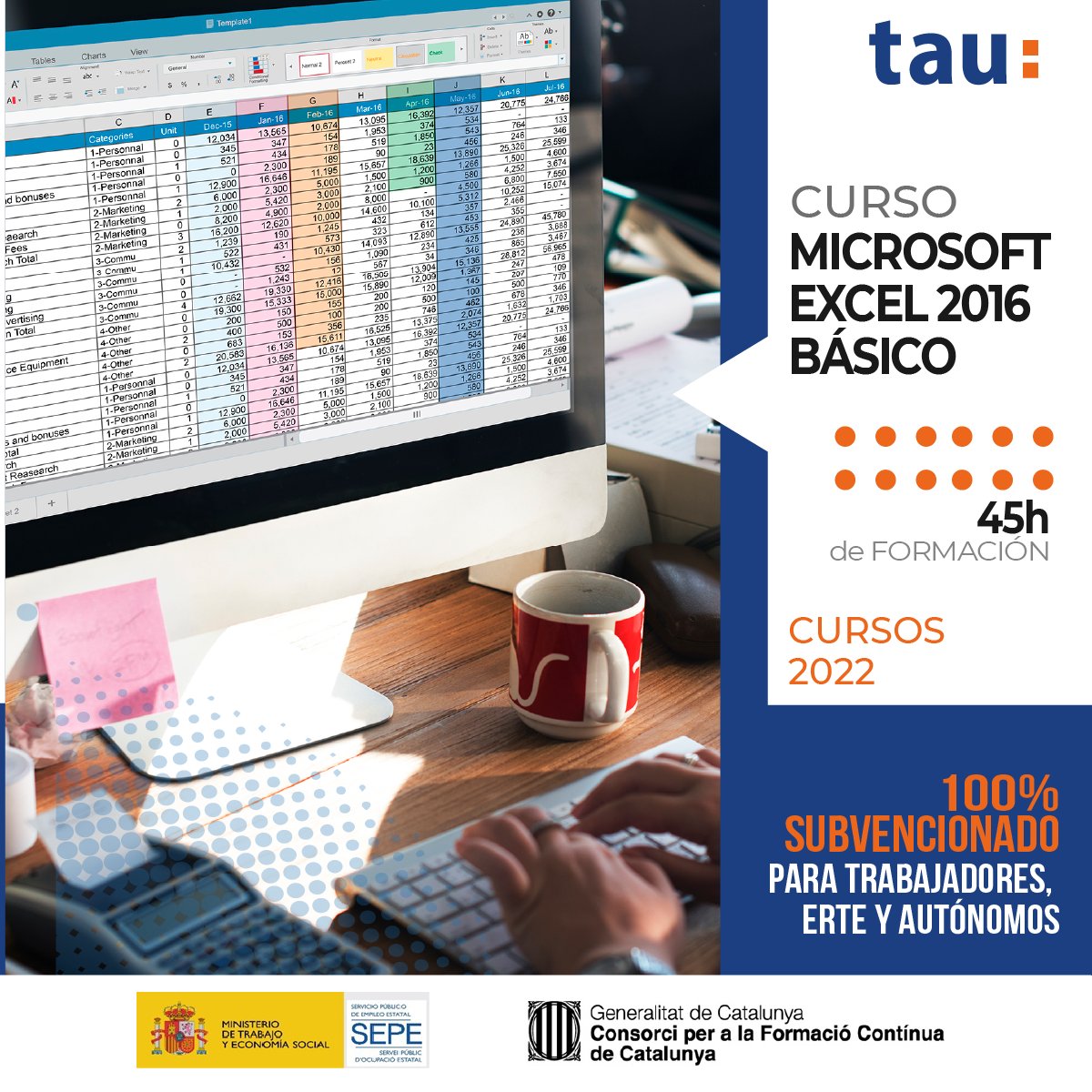 Nuevos #CursosSubvencionados en #abril para #trabajadores #ERTE y #autónomos
MICROSOFT #EXCEL 2016 Nivel Inicial 💻
edu.tauformar.com/cursos/curso-d…

Llámanos al: 
📞 93 386 26 97
Escríbenos por WhatsApp o Telegram: 
📱 663 23 98 88
Envíanos un email: 
📤 info@tauformar.com