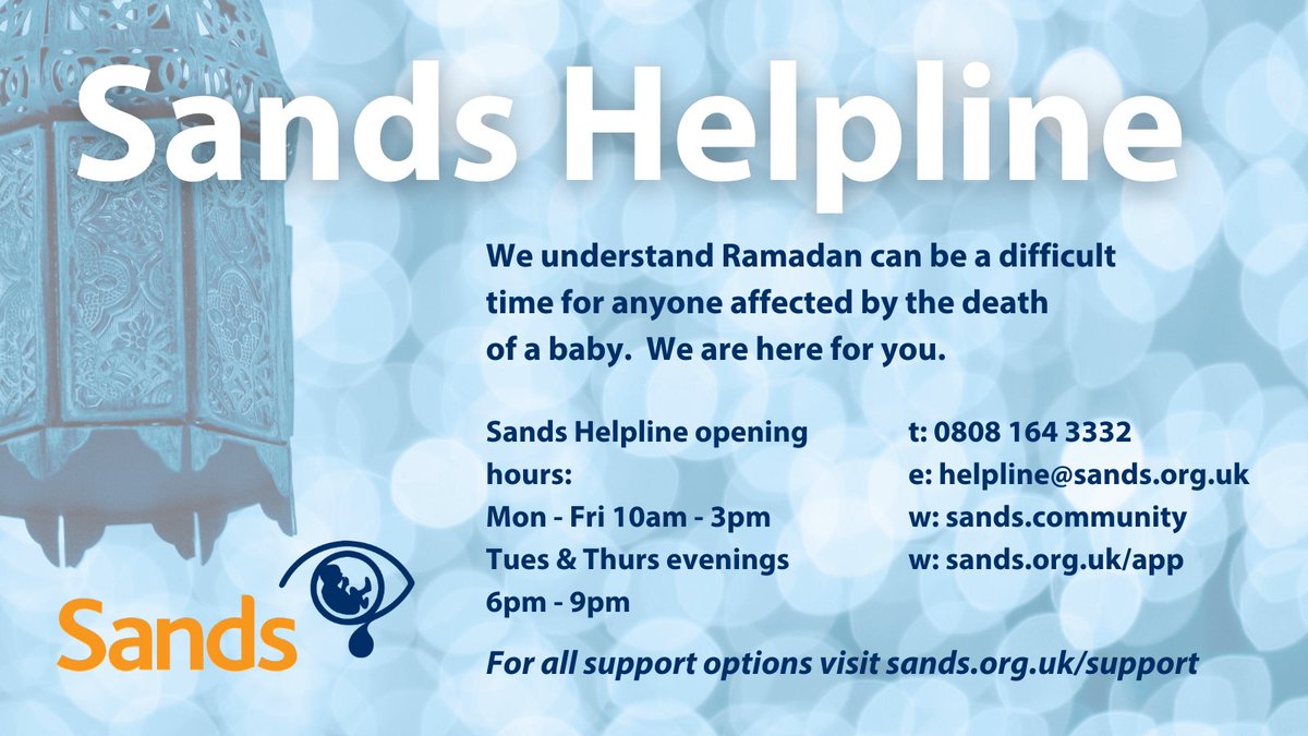 SandsUK's tweet photo. We understand Ramadan can be a difficult time for anyone affected by the death of a baby.  

We are here for you 🧡💙 

🔸 #SandsHelpline https://t.co/oEIb0GPqAp 
🔸 #SandsCommunity https://t.co/c7fAdnxdQC 
and https://t.co/gtY8ODcA3l 

#Ramadan #SandsHereToSupport #BabyLoss https://t.co/fqvawrX08h