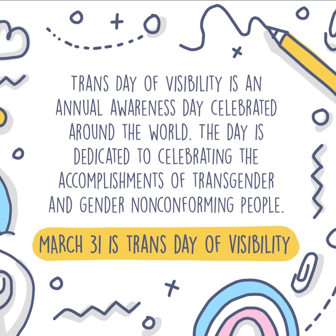 GEC4OU's tweet photo. Today is International Trans Day of Visibility. #TDOV is an annual awareness day celebrating the resilience &amp; accomplishments of transgender and gender nonconforming people worldwide. 

Links in bio 💖🤍💙 

#gender #awareness #humanrights #community https://t.co/TRHIYjNI7f