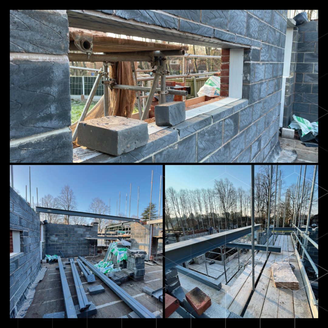 Architects_JSA's tweet photo. Chris visited one of our Derby City sites last week to check on the steelwork erection. This new-build dwelling, named 'The Oaklands', comprises a complex steel frame to support internal cantilevers and feature windows, so careful coordination has been essential. https://t.co/00Emzwjhbh