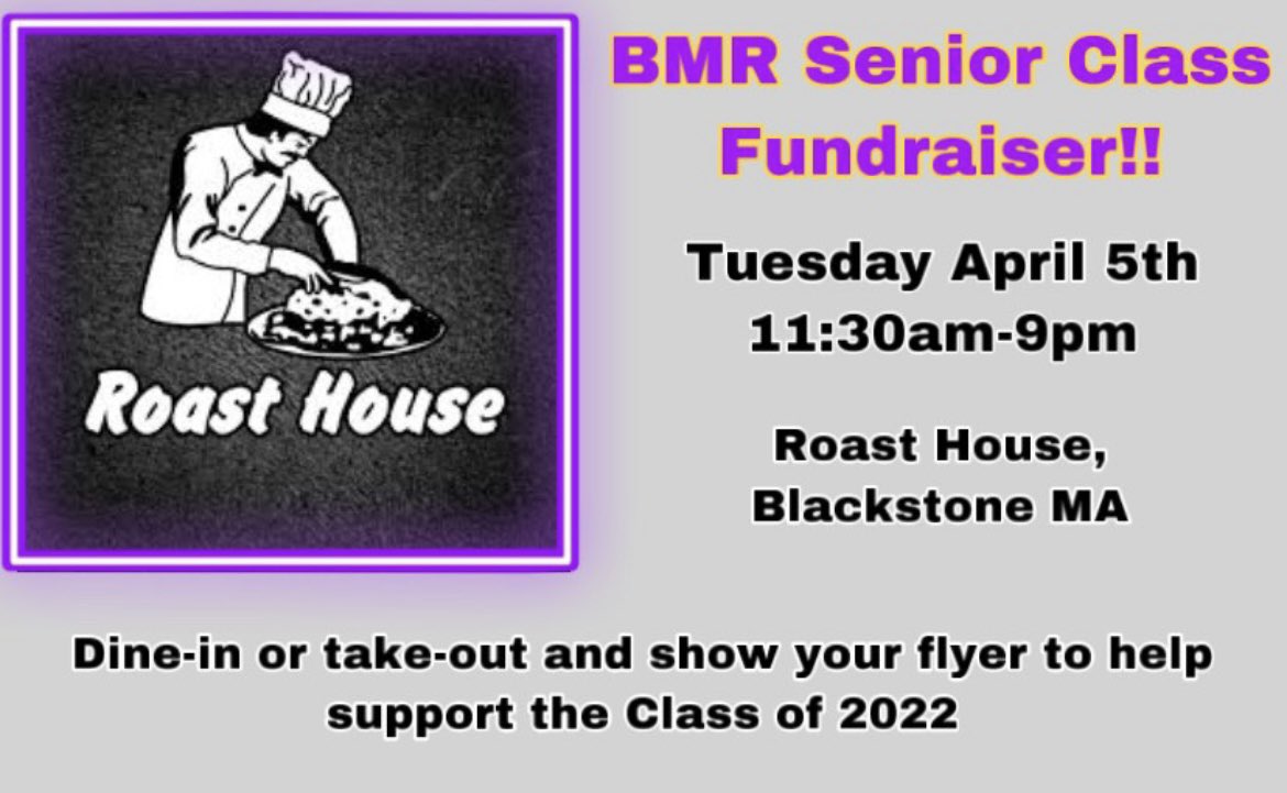 Upcoming Fundraiser! This Tuesday April 5th at the Roast House in Blackstone, MA!