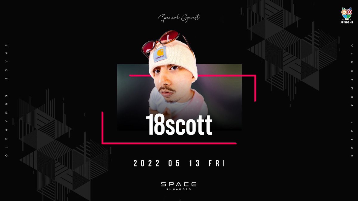 KumamotoSpace's tweet photo. 2022.5.13.FRI
核心を突くリリシズムとメロディアスなフロウでオーディエンスから注目を集めるラッパー「18scott」がSPACE KUMAMOTOに初登場!
Special Guest
"18scott"
@18scott_is_here
#18scott #湘南新宿ラインFreestyle
#SPACEKUMAMOTO #KUMAMOTO https://t.co/3jclAFyqeQ