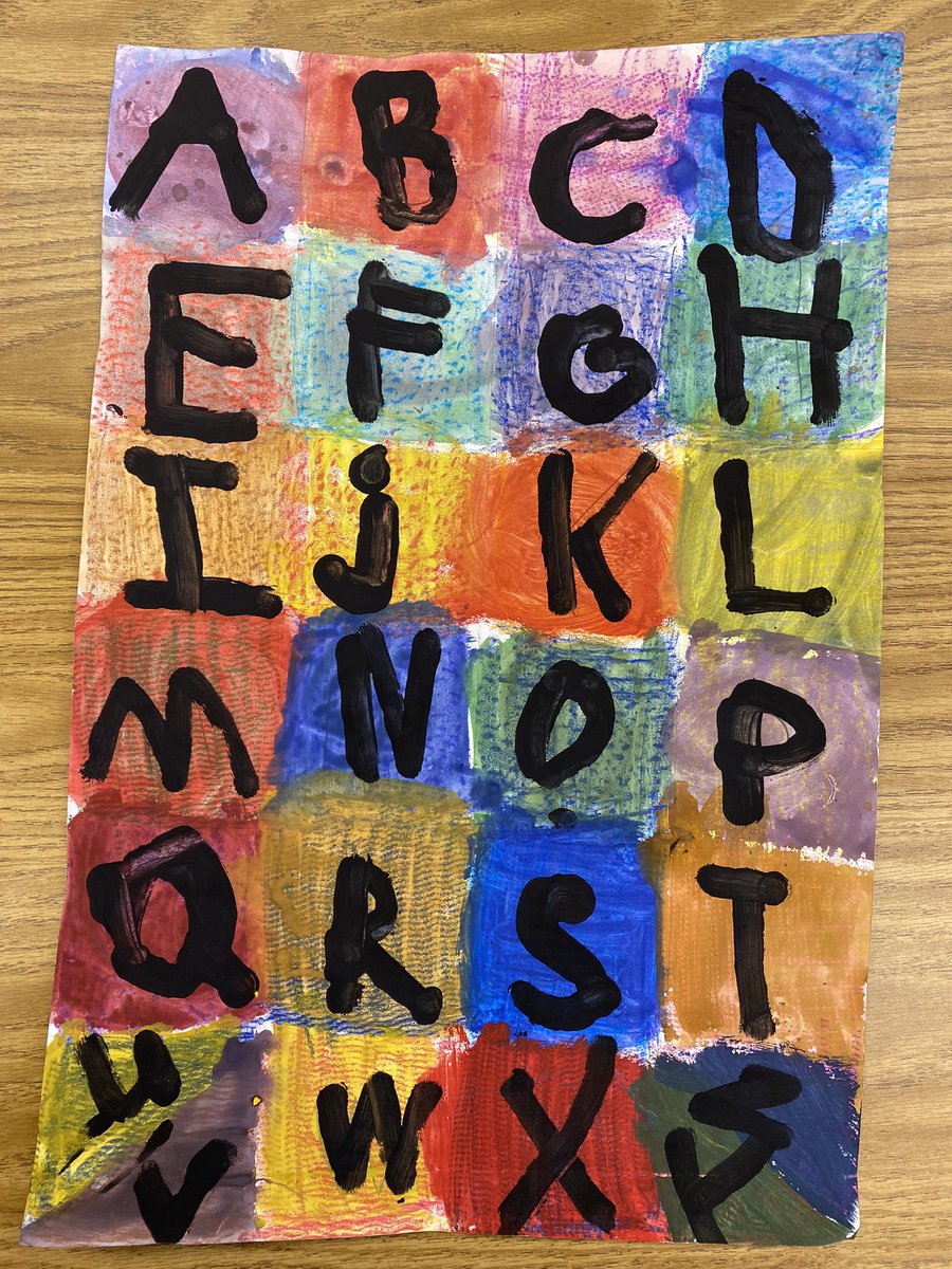 this final posting comes the end of Youth Art Month and my daily featured artwork. Thank you to everyone who shared the journey with me. 
Kindergarten ABC painting #fcps1ARTSyam22 #vaartedYAM22
#artsacrossva22
<a href="/GreenvilleES/">Greenville ES</a>