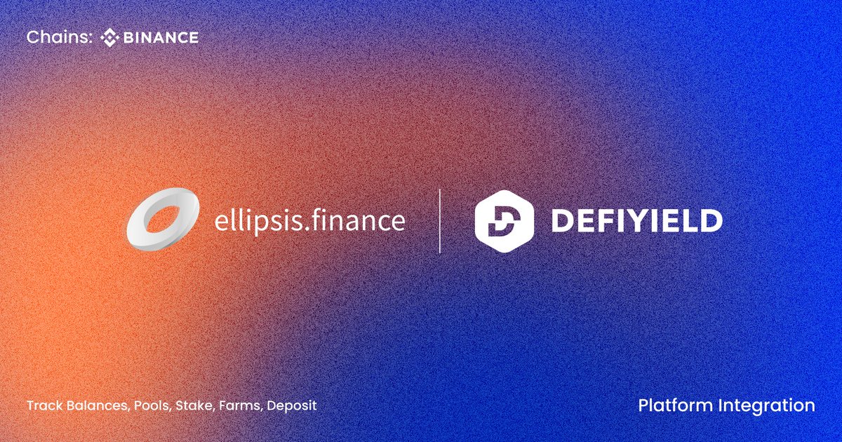 New Protocol ⚡️Ellipsis Finance 🎉
 
🌈Pleased to announce that <a href="/Ellipsisfi/">Ellipsis</a> on Binance Smart Chain is now integrated into the DeFiYield’s Cross-Chain Asset Management Dashboard.
 
Prices! Balances! Deposits! Pools! Farms!🤩Check it Out! 👉defiyield.app/dashboard