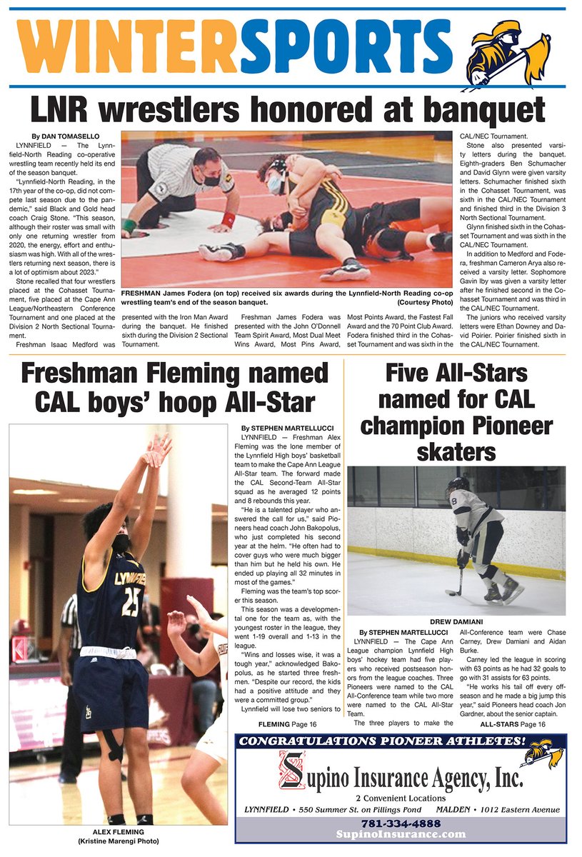 In this week’s Sports section, members of the boys’ hockey, boys’ basketball and Lynnfield-North Reading co-op wrestling team are honored for strong winter seasons. Pick up your copy today localheadlinenews.com/lynnfield-vill…