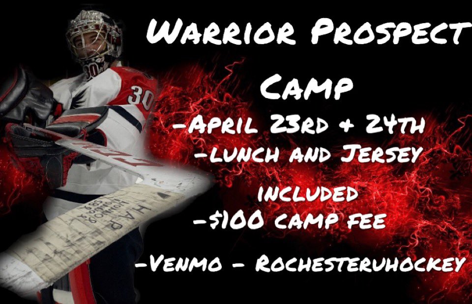 Rochester University Men's Hockey (@rumenshockey) on Twitter photo Interested in becoming a Warrior? Our prospect camp is approaching. All skates will be at Big Boy Arena in Fraser Michigan. Email head coach George Dritsas (gdritsas@rochesteru.edu) to reserve your spot !!! Interested in becoming a Warrior? Our prospect camp is approaching. All skates will be at Big Boy Arena in Fraser Michigan. Email head coach George Dritsas (gdritsas@rochesteru.edu) to reserve your spot !!!