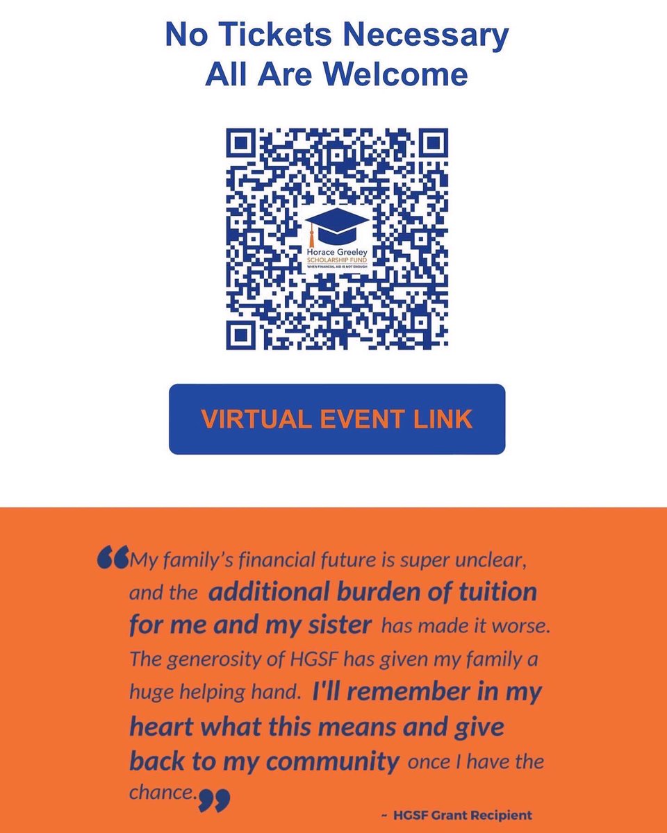 HoraceGreeleySF's tweet photo. Please join us TONIGHT online at 7 pm to celebrate our 2022 Honorees. No tickets necessary๐๐งก. https://t.co/16fqac0GTn #HGSF #ItTakesAVillage #GradsHelpingGrads #WeAreChappaqua #NeedBasedAid #GreeleyAlumni #ChappaquaNY @chappaqua_csd @chackerman1 @ancorsilia_ccsd https://t.co/ZH2SiK7ltg