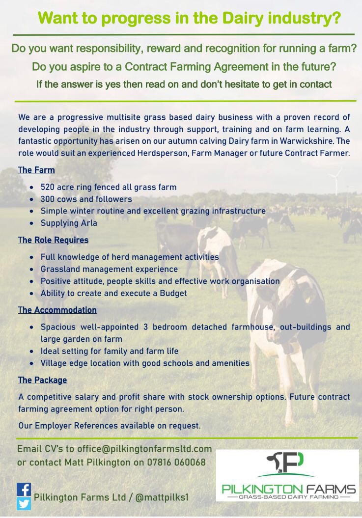 Want to progress in the dairy industry? See below and RT please #teamdairy