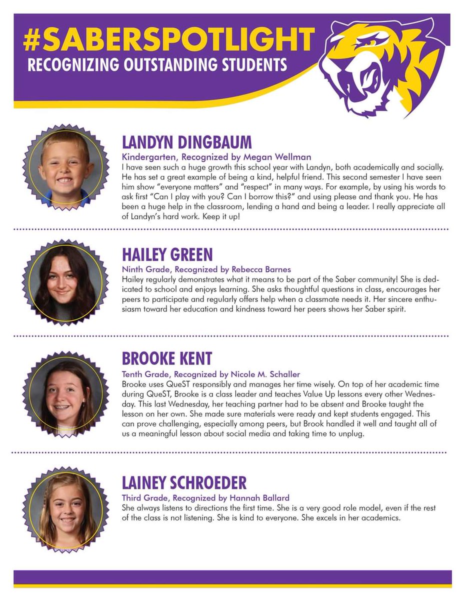CentralDeWitt's tweet photo. Congratulations to our March 2022 #SaberSpotlight students! #SaberSpotlight recognizes Central DeWitt students who stand out in the classroom and represent what it means to be a SABER! #gosabers #centraldewittcsd #SaberSpotlight #studentssucceeding #cdhs #cdms #cdis #ekstrand https://t.co/MffhgBZvkJ
