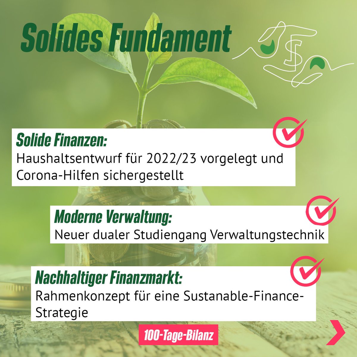 gruene_berlin's tweet image. Heute ist es soweit, der #rgr Senat ist nun #100Tage im Amt! 🎉Die Senator*innen haben sich ein ambitioniertes #100TageProgramm vorgenommen. Die Bilanz zeigt: Die Landesregierung hat geliefert und die ersten 100 Tage tragen eine klare grüne Handschrift. (1/2)