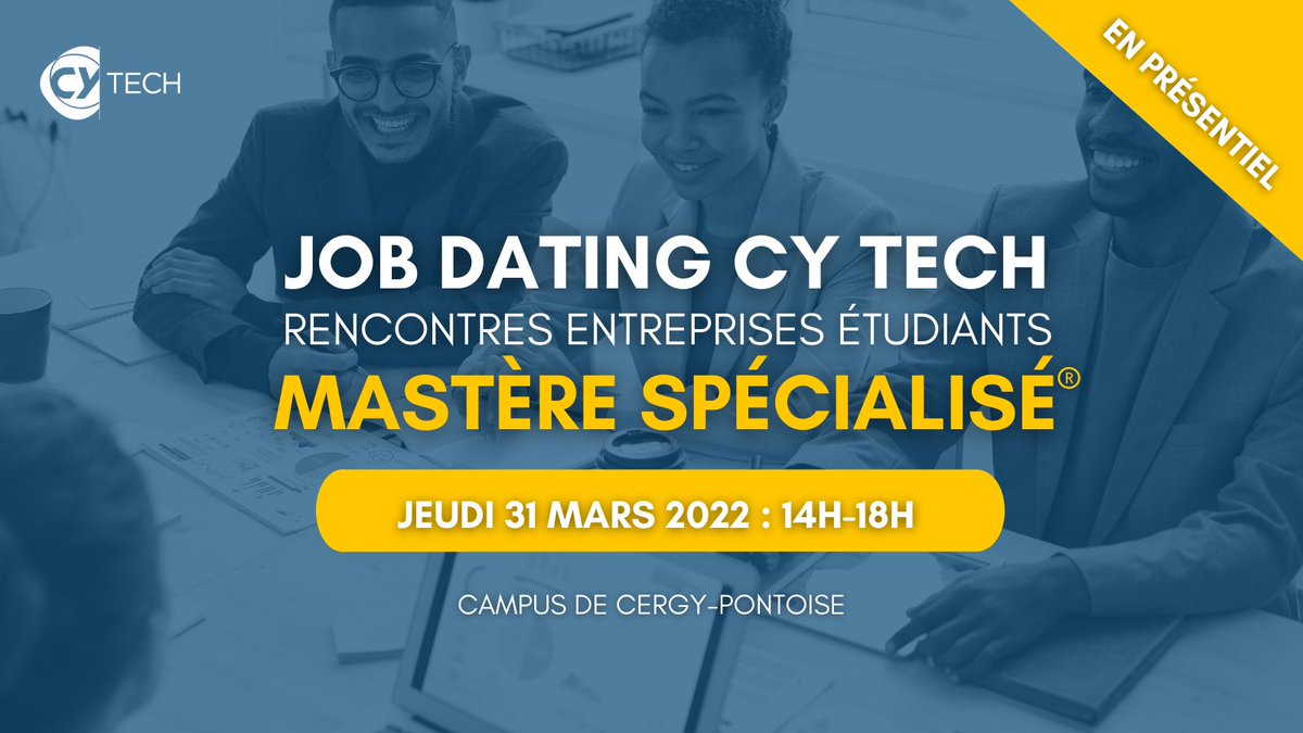 C'est parti pour un après-midi #JobDating spécial, dédié aux Mastères Spécialisés® de CY Tech !

Un grand merci à nos entreprises partenaires <a href="/CapgeminiEngFR/">Capgemini Engineering France</a>, <a href="/PwC_France/">PwC France</a>, <a href="/SopraSteria_fr/">Sopra Steria France</a>, <a href="/inetum_fra/">Inetum (en français)</a>, @KPC_CRM, <a href="/Infosys/">Infosys</a>, @VISEOGroup, <a href="/Viverisgroupe/">Viveris</a>, <a href="/GroupeHLi/">Groupe HLi</a>, <a href="/decideom/">DecideOm</a>...