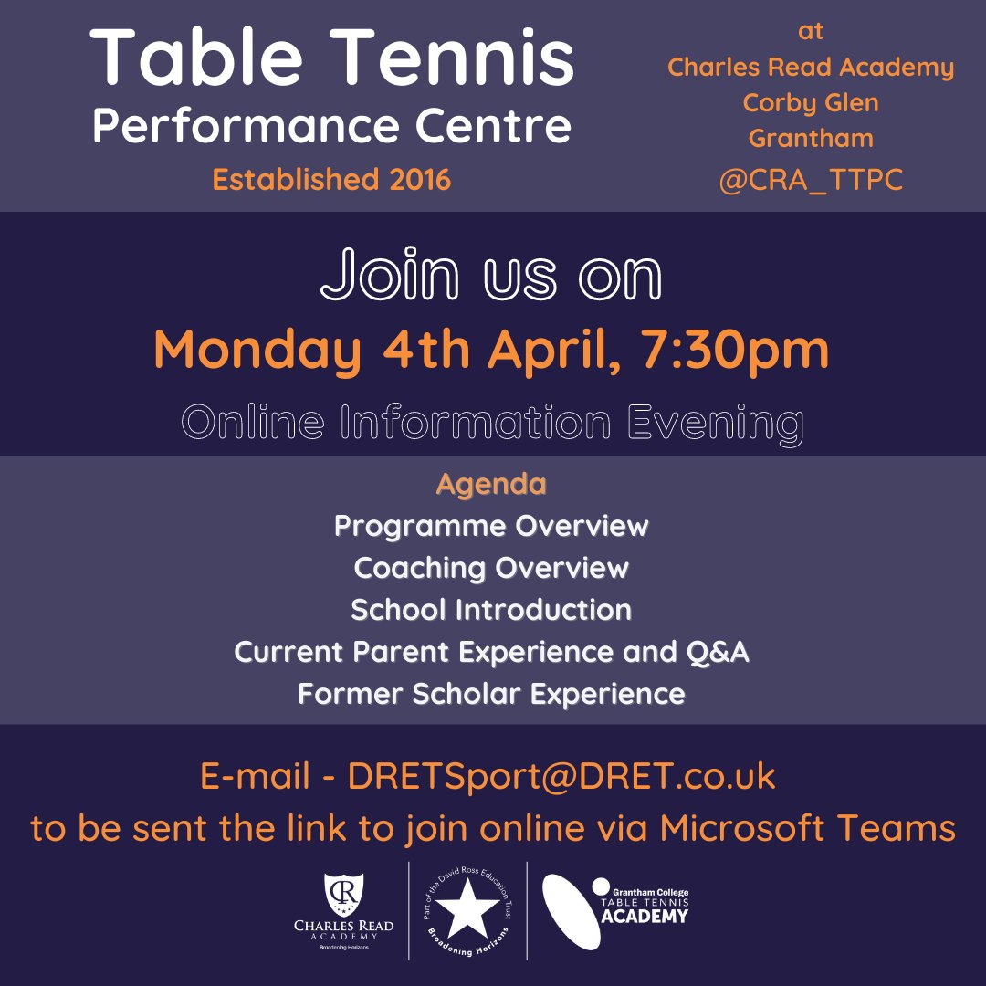 CRA_TTPC's tweet photo. Don't forget to join us on Monday night to see how our programme could support you in your development. 

Please retweet: @GCollege_TTA @ryanjenkins_tt @Daniellekelly02 @malteserpatty @AdamDennison17 @pdrinkhall @Tom_jarvis99 @CChandlers @TableTennisENG https://t.co/8pK1DG0PRN