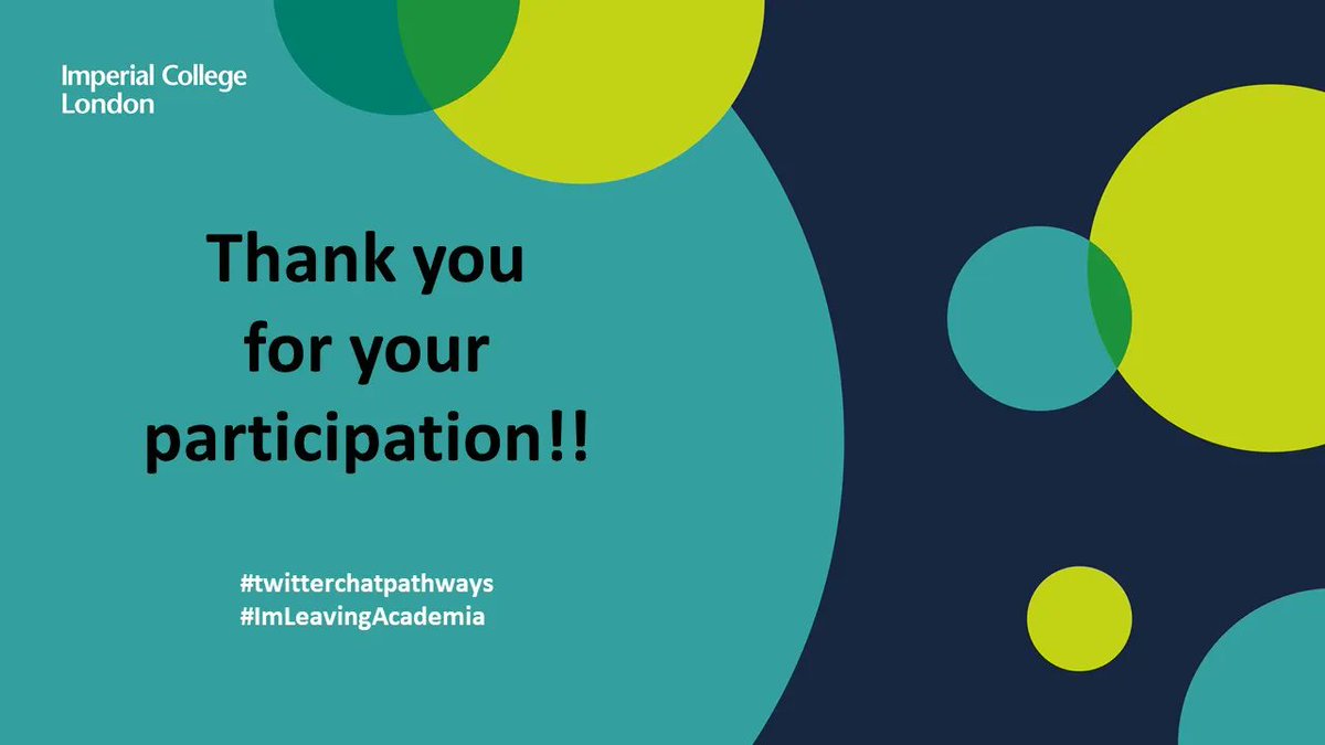 ImperialPFDC's tweet photo. Thank you so much for your participation!

Keep your eyes peeled for the next #twitterchatpathways #ImLeavingAcademia! https://t.co/lqXekYcNLO