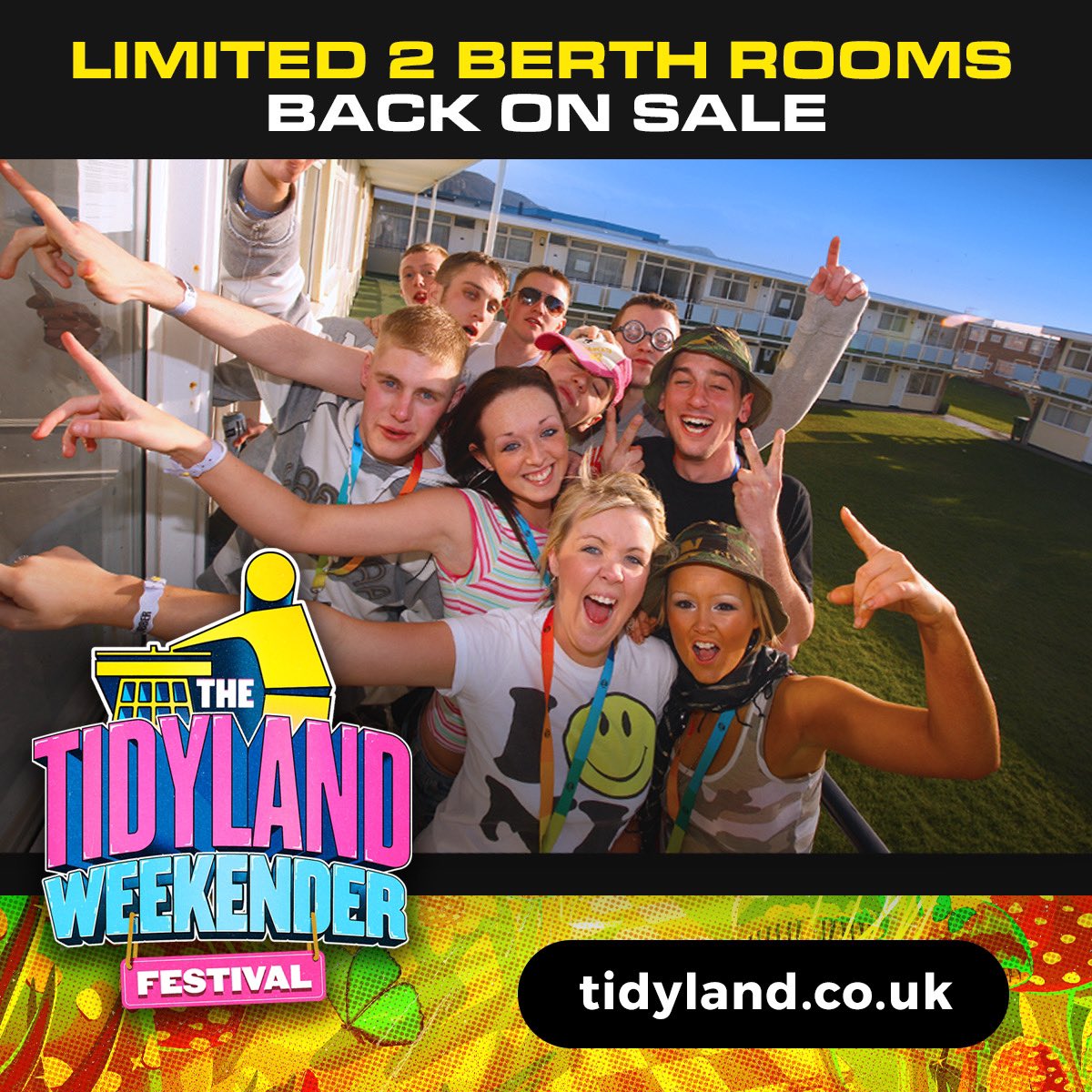 We're very pleased to announce that we have a limited number of 2 person rooms become available for The Tidyland Weekender Festival in July! These will sell out quickly 👀 ❤️ tidyland.co.uk/product/classi…