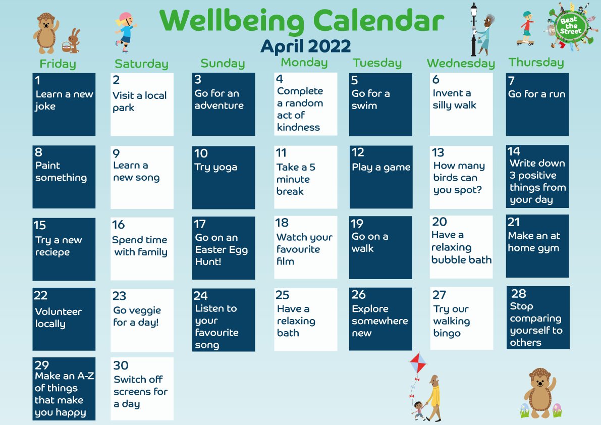 A brand new month means only one thing, a brand new #wellbeing calendar! What days appeal to you? Share what activities you get up to below!