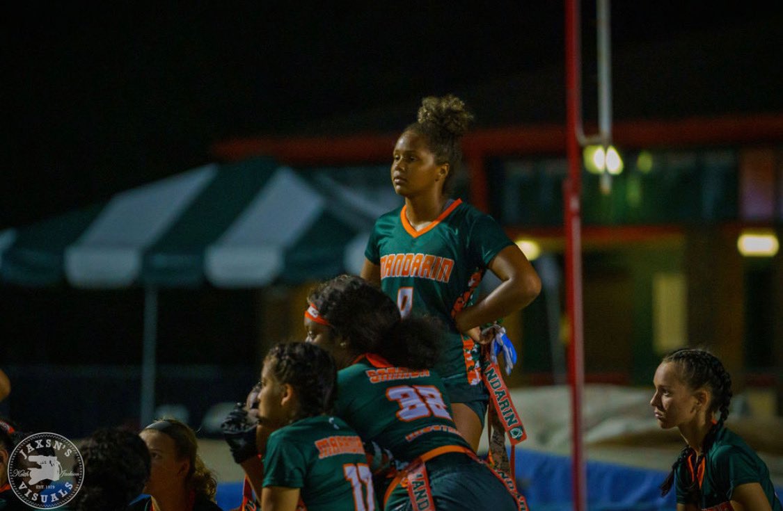 MandarinFlagFB's tweet photo. Lady Mustangs defend the Corral beating Wolfson 32-0 last night with a monster showing by 2022 SR. WR/LB @0_esj Ellie Jackson. She scored in all three phases to help her team improve to 3-1 on the season! Great job ladies! #mandarinathletics https://t.co/xRqwrIIwxc